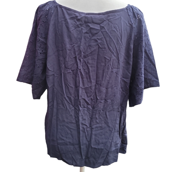 A New Day Tops | Navy Square Neck Button-Up Top | Color: Blue | Size: L - Picture 6 of 9